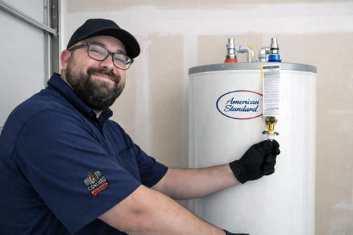 American Standard water heater installed by Concord Water Heater Service technician